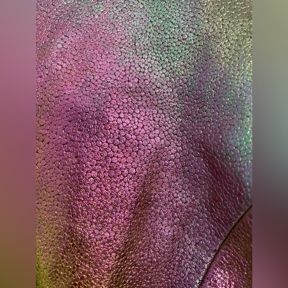 MASON by Michelle Mason Purple Iridescent Lambskin Leather and Silk Gown - Picture 11 of 11